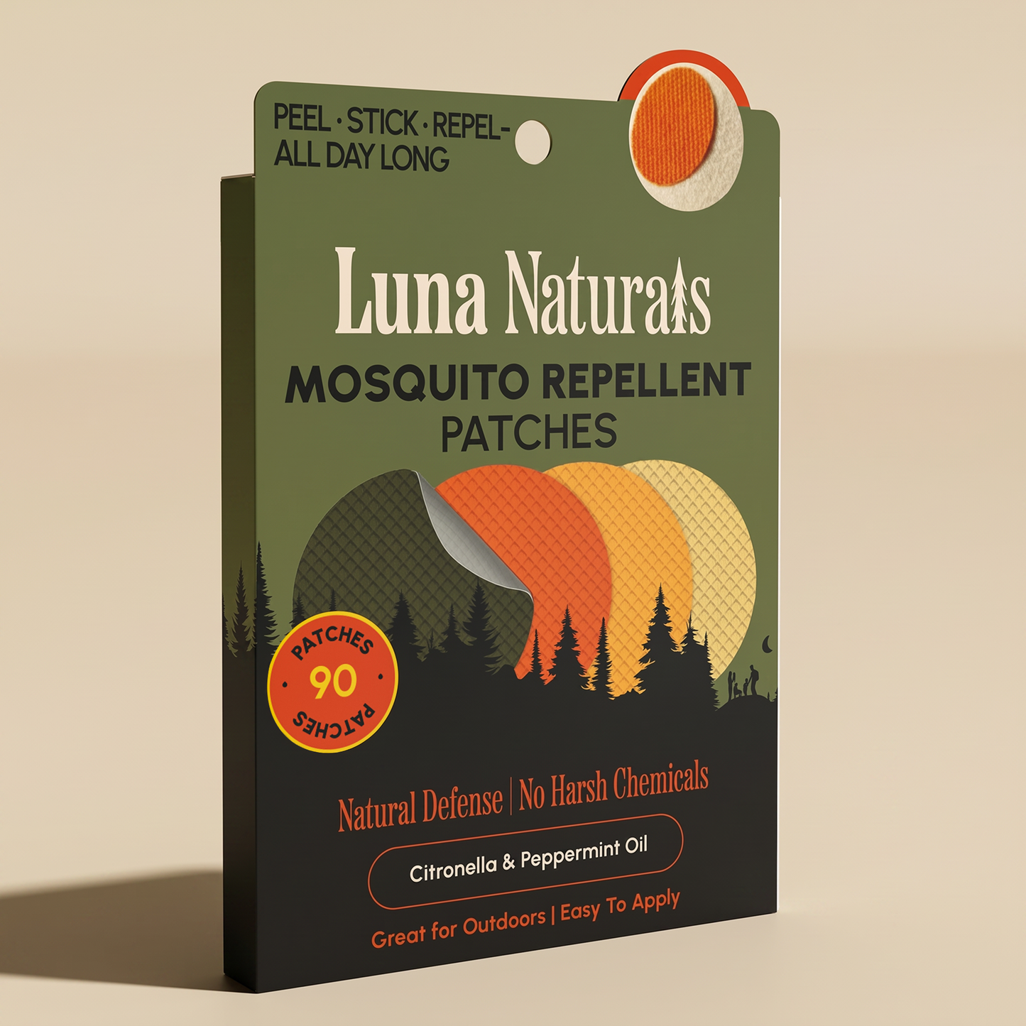 Luna Naturals - Mosquito Repellent Patches | Fresh & Herbal | 90 ct