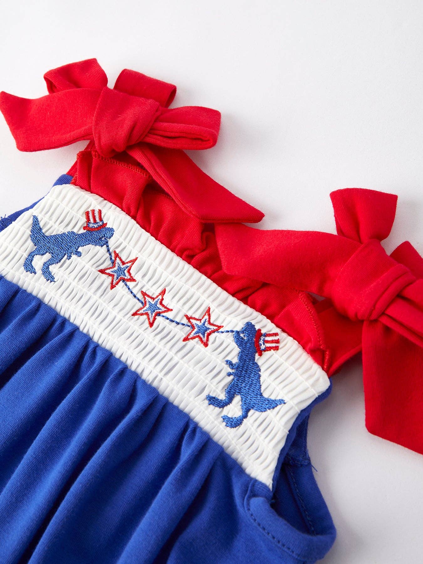 Dinosaur Smock Embroidery Baby Girl Romper