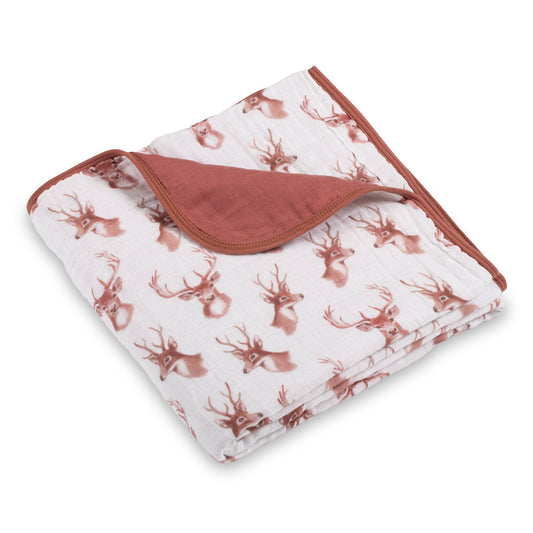 LollyBanks - Oh Deer Baby Toddler 100% Cotton Muslin Blanket