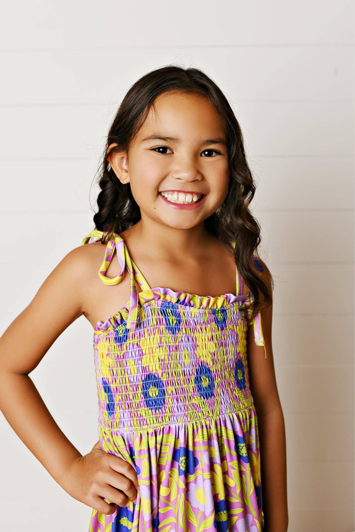 Kids Leilani Lavender Floral Tiered Spring Summer Maxi Dress