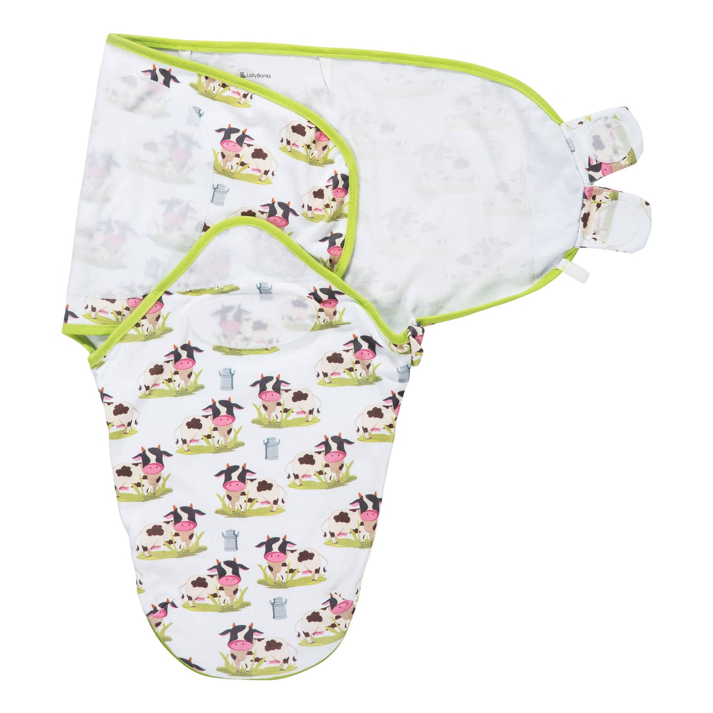 LollyBanks - Moo Moo Here  Baby Sleep Swaddle 100% Organic Cotton