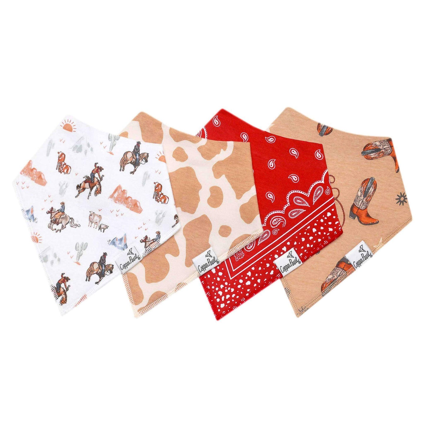 Copper Pearl - 4 Pack Baby Bandana Bibs - Boone