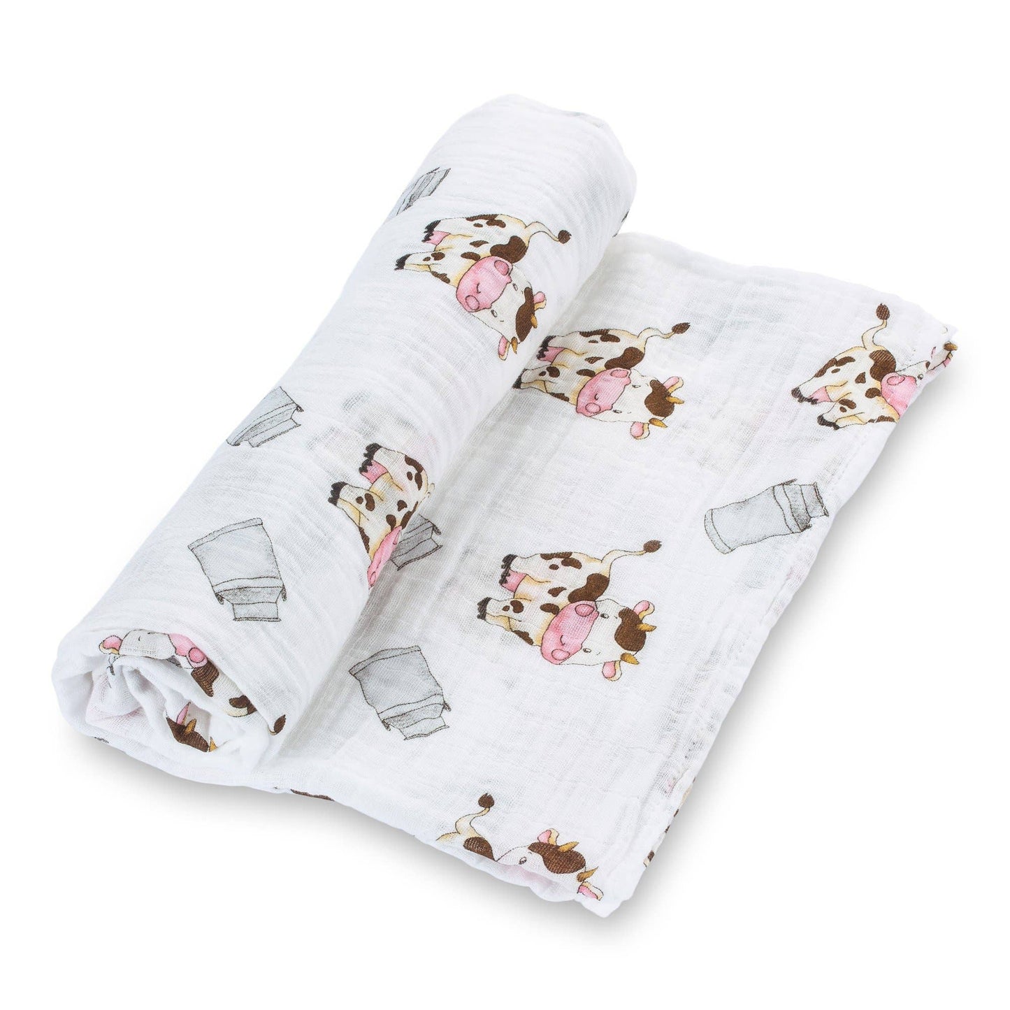 LollyBanks - Baby Muslin Swaddle Blanket 47x47 The Cow Goes MOO
