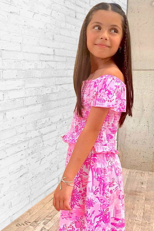 2 pcs Maxi Skirt Set (Pink and White Reef)