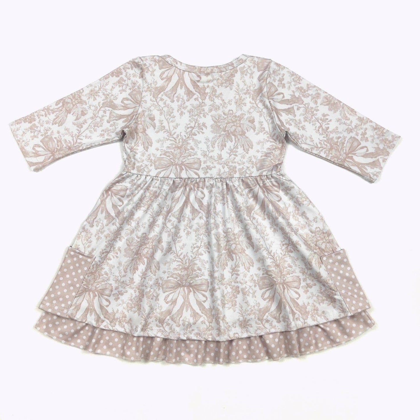 Clover Cottage - Fawn Damask Girls Dress