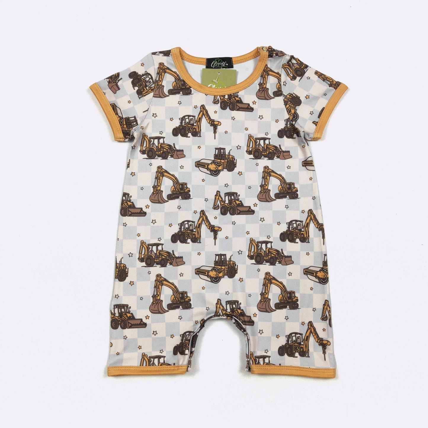 Clover Cottage - Construction Check Boy Romper