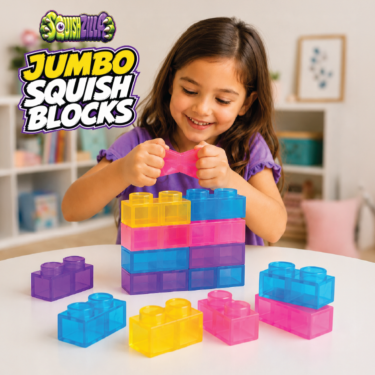 Novelty Brands - Fun Doh JUMBO Squish Blocks Building Sensory Toy - 6/Display