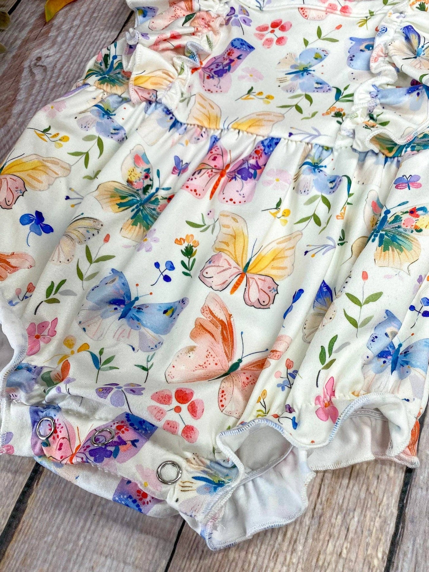 The Hair Bow Company - Butterfly Garden Ruffle Infant Romper