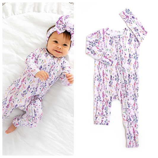 Avani RUFFLE ZIP Bamboo One Piece Floral Baby Clothing