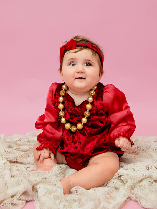 Holiday Velvet Onesie & Headband