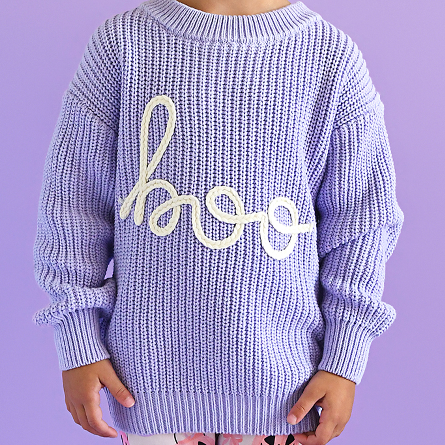 Boo Purple SWEATER Solid Knit Halloween
