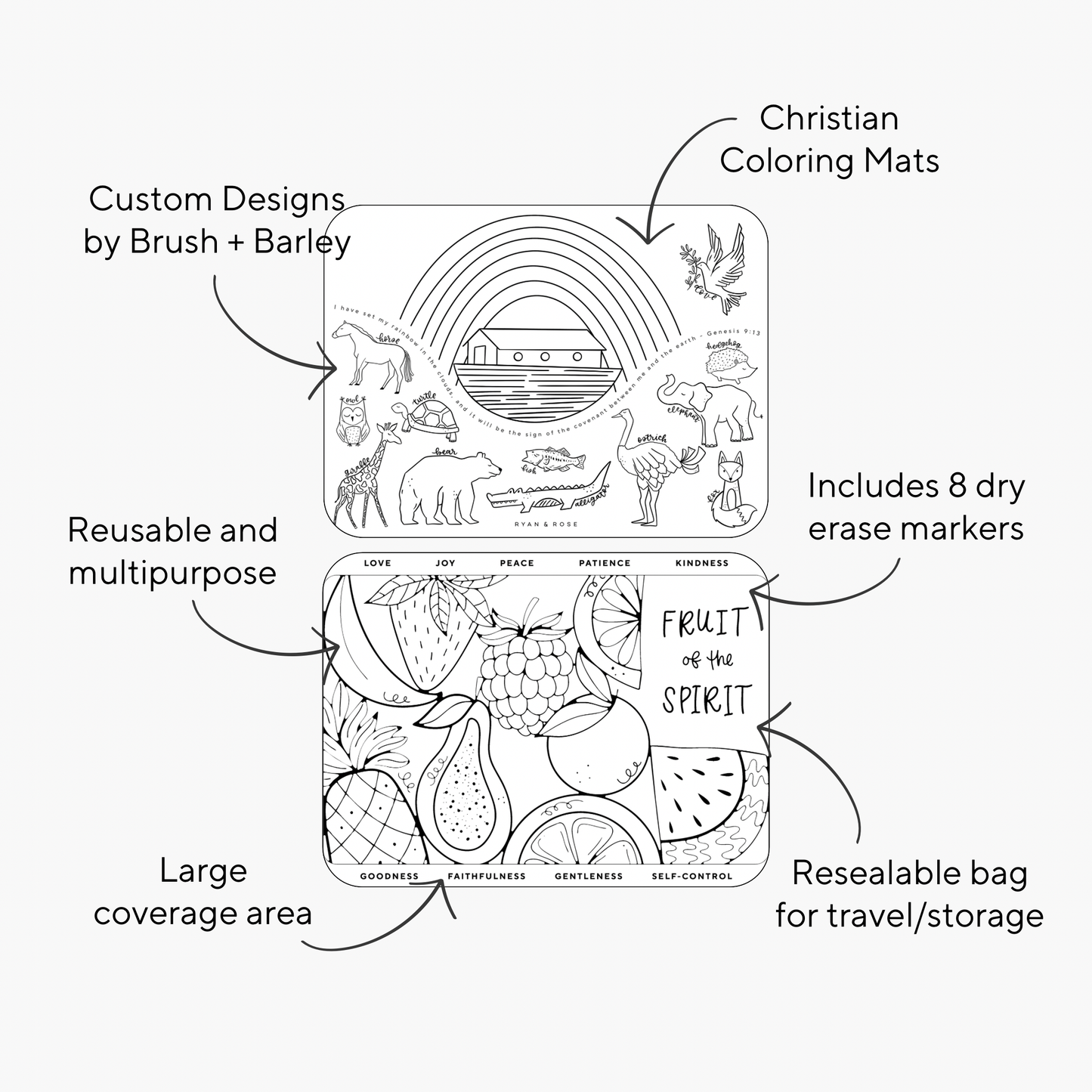 Ryan & Rose - Christian Coloring Mats