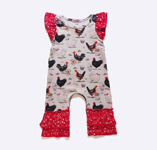 Red Rooster Baby Romper