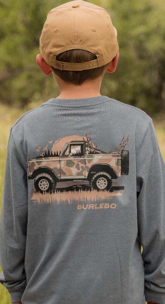 Youth Tee- Loaded Down Bronco- Heather Blue Jean