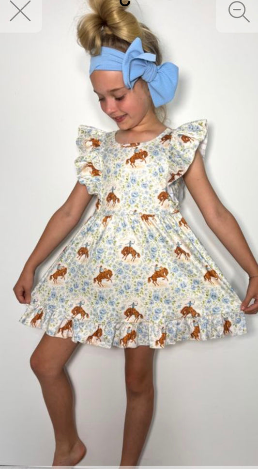 Blue Rose Buckin' Girls Dress