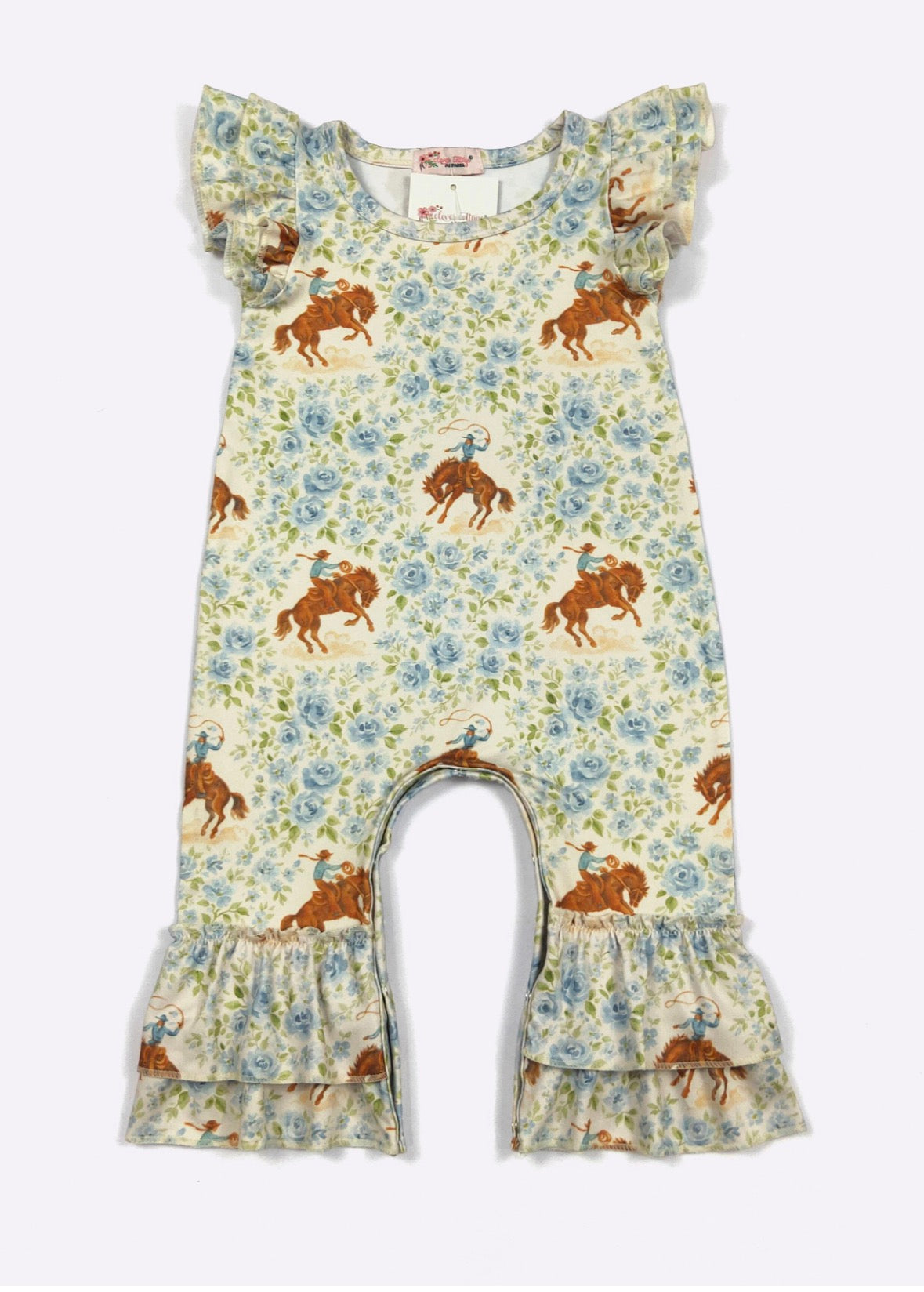 Blue Rose Buckin' Baby Romper