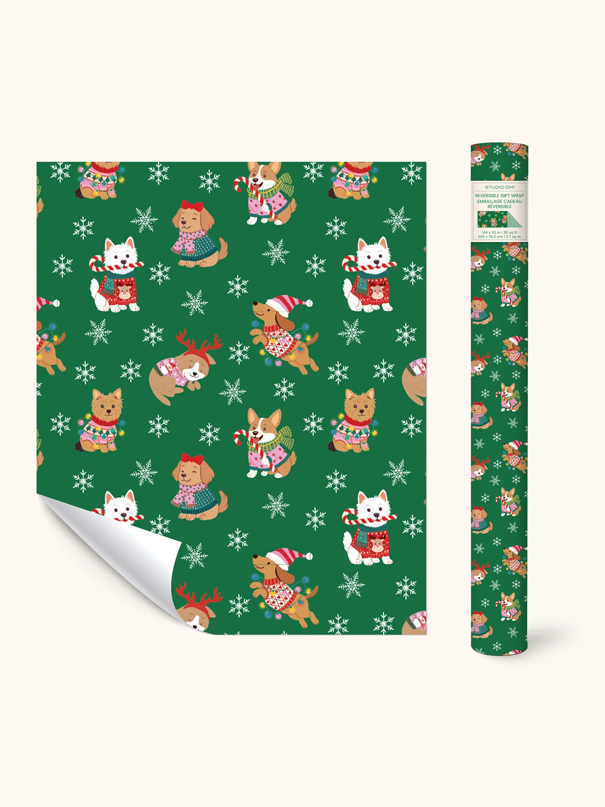 Christmas Dogs Reversible Gift Wrap