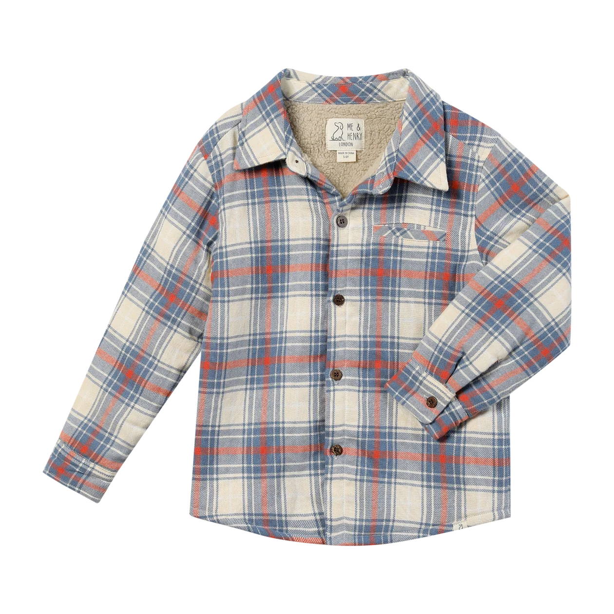 Blue/Pumpkn Plaid Lined Shacket