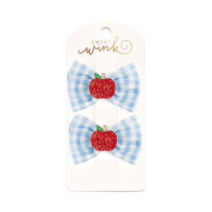 Apple Gingham Tulle Bow Set