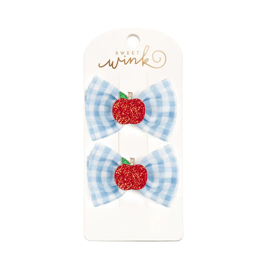 Apple Gingham Tulle Bow Set