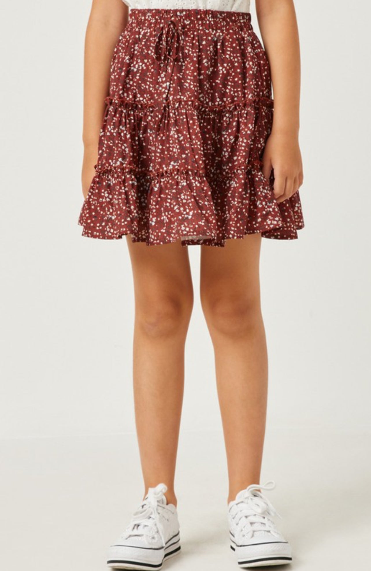 Girls Ruffle Tiered Draw String Mini Skirt