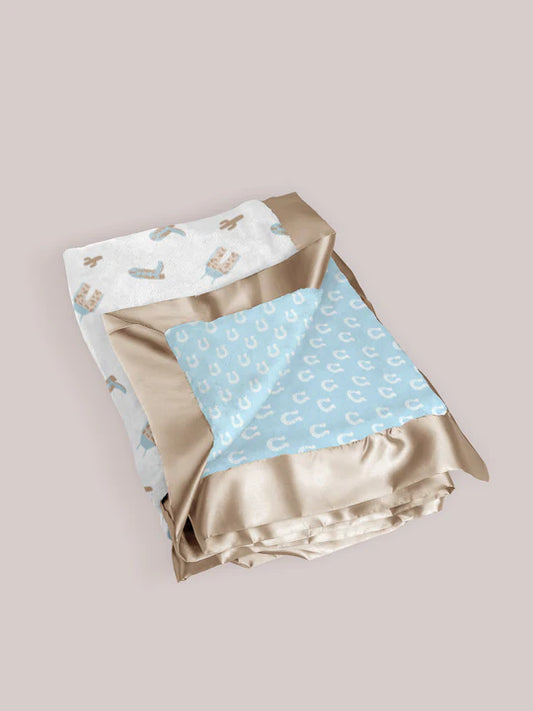 ULTRA-SOFT THICK REVERSIBLE BABY BLANKET - HOWDY PARTNER BLUE