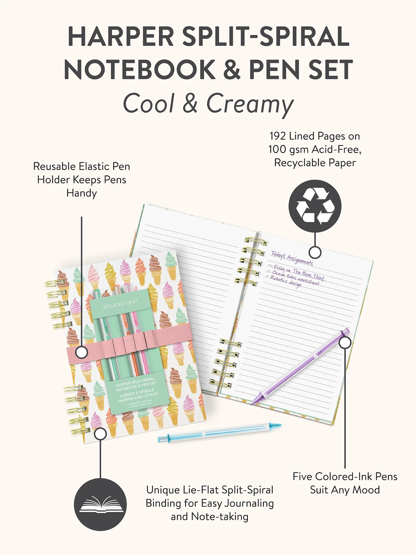 Cool & Creamy Spiral Notebook & Pen Set