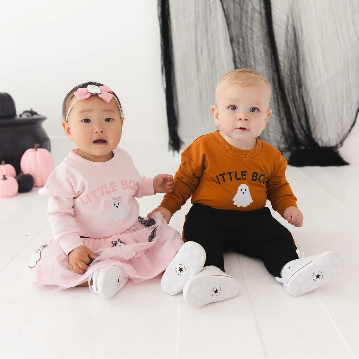 Orange Little Boo Patch Long Sleeve Romper