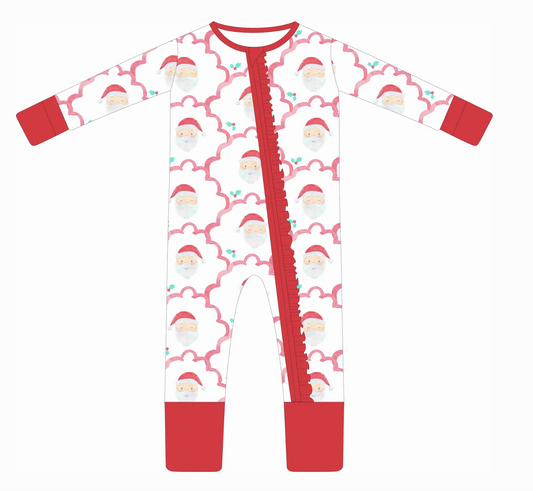 Scalloped Santa Ruffle Zip Pjs