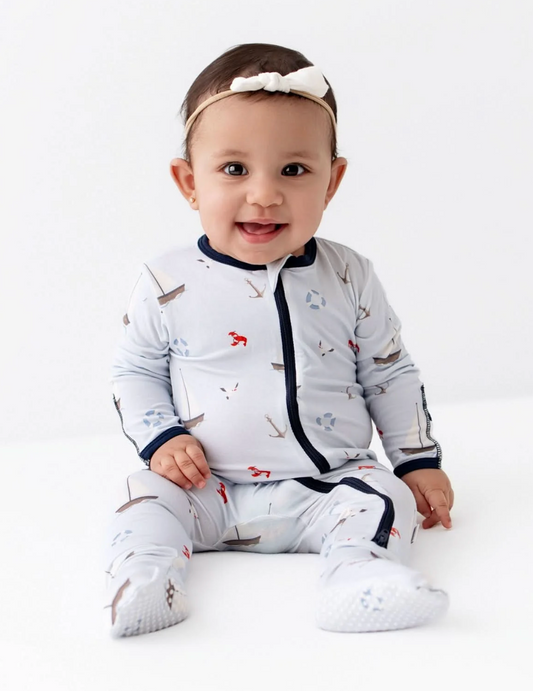 Sailboats Zippered Footie