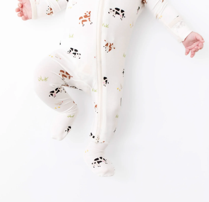 Cow Zippered Footie