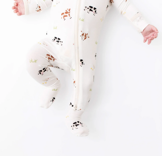 Cow Zippered Footie
