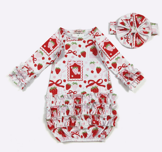 Strawberry Patch Baby Gown