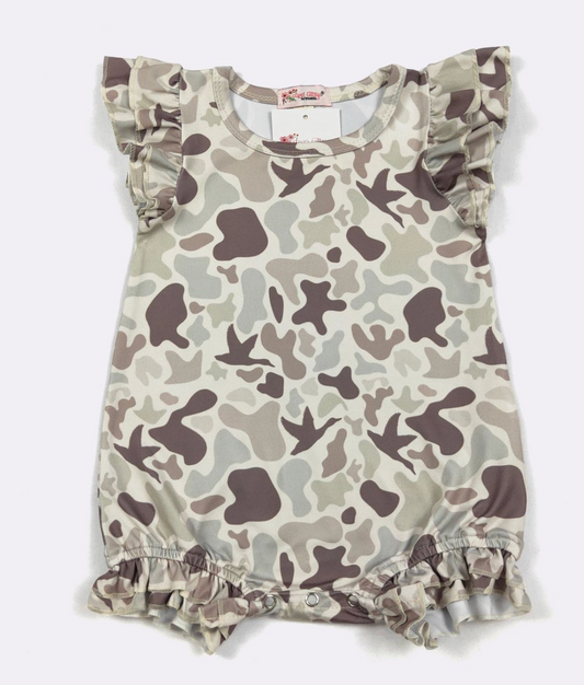 Muted Mallard Camo Girl Romper