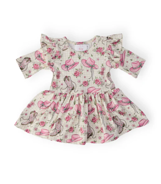 Cowgirl Cutie 3/4 Sleeve Flutter Twirl Bodysuit