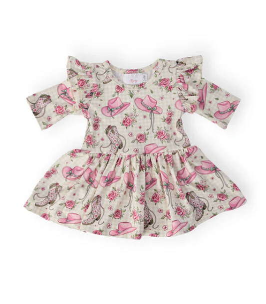 Cowgirl Cutie 3/4 Sleeve Flutter Twirl Bodysuit