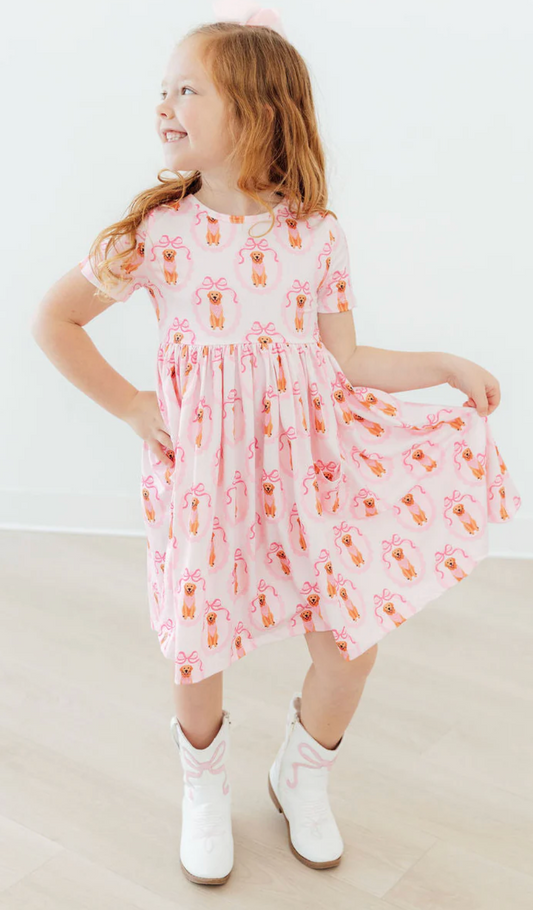 Girls Best Friend Short Sleeve Pocket Twirl Dress