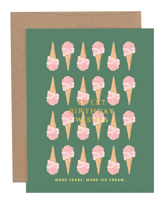Sweet Birthday Wishes Ice Cream Cone Greeting Card