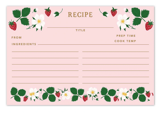 Strawberry Patch Recipe Cards- Set of 50