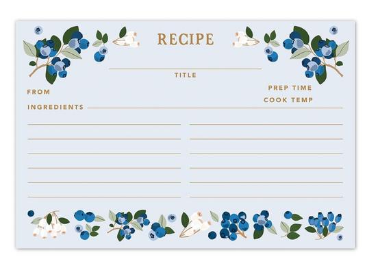 Blueberry Field Recipe Cards- Set of 50
