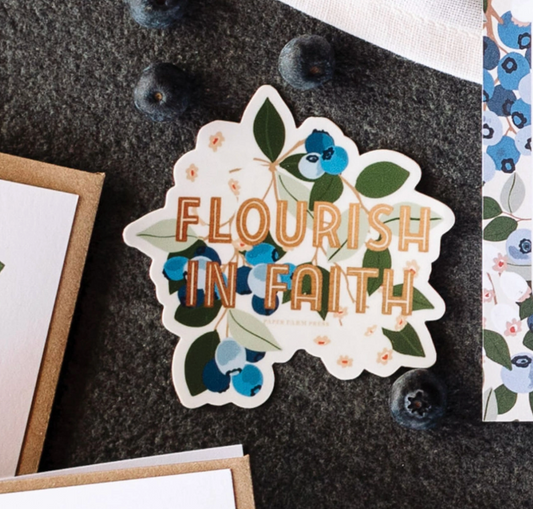 Flourish in Faith Blueberry Decal Sticker