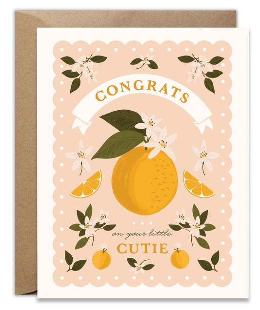 Congrats on your Cutie Pink Orange Greeting Card