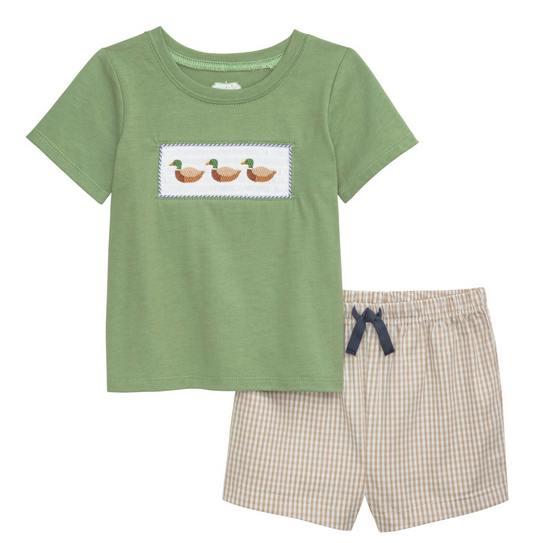 Mudpie Smocked Mallard Short Set