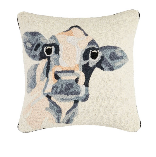 Farm Cow Hook Wool Pillow