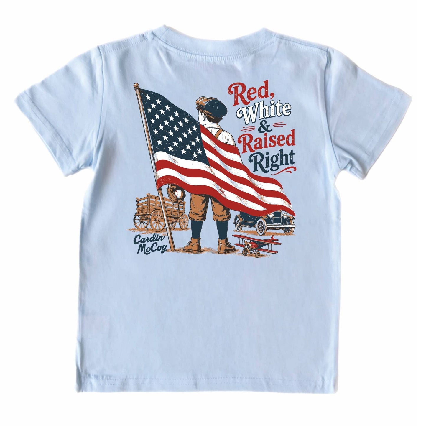 Cardin McCoy - Kids' Red, White & Raised Right Short-Sleeve Tee