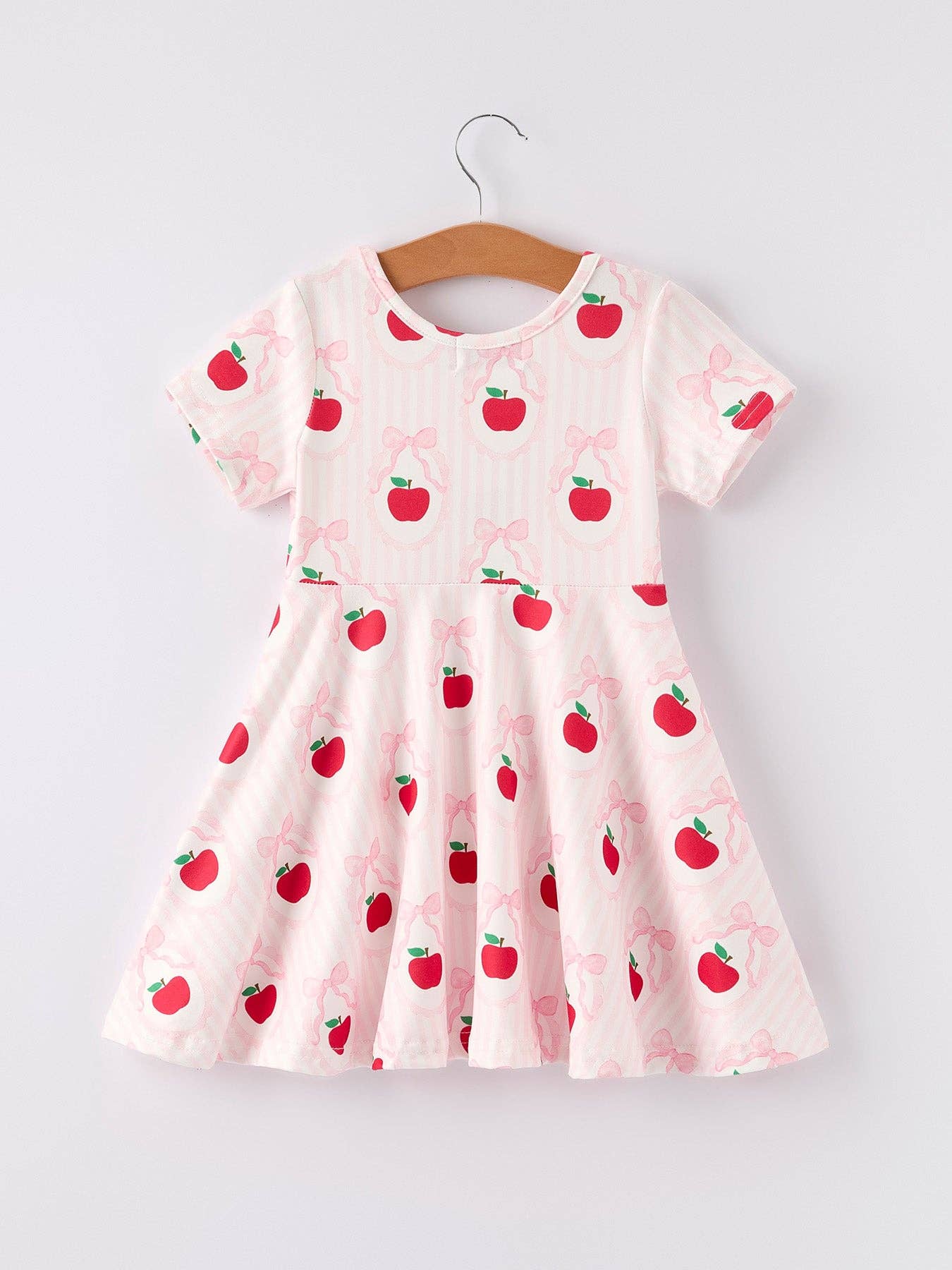 Back to School Apple Striped Sweet Girl Dress