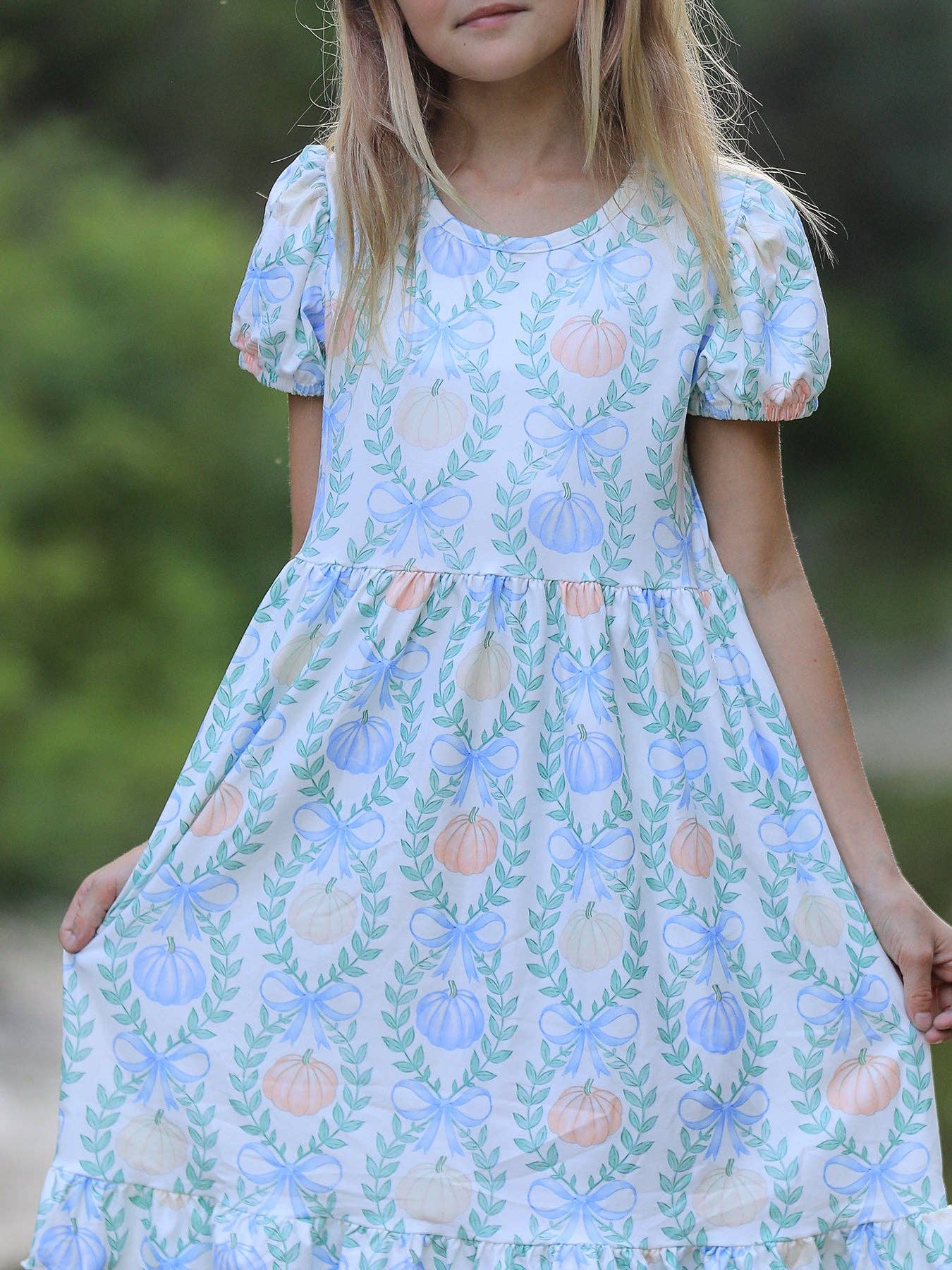 Rylee Faith Designs - Playful Fall Thanksgiving Pumpkin Girls Dress
