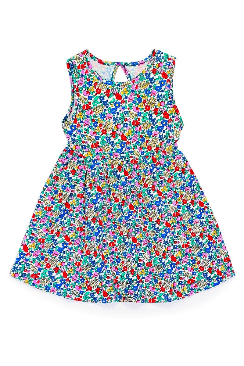 Floral Dress w/ Open Back Bow