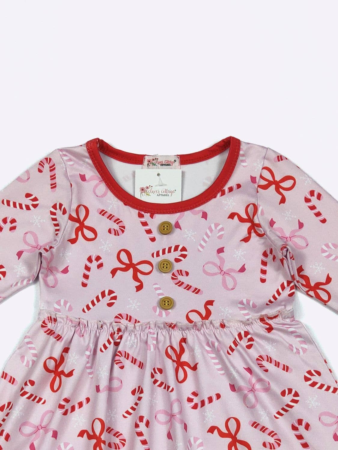 Clover Cottage - Candy Cane Bows Girls Dress