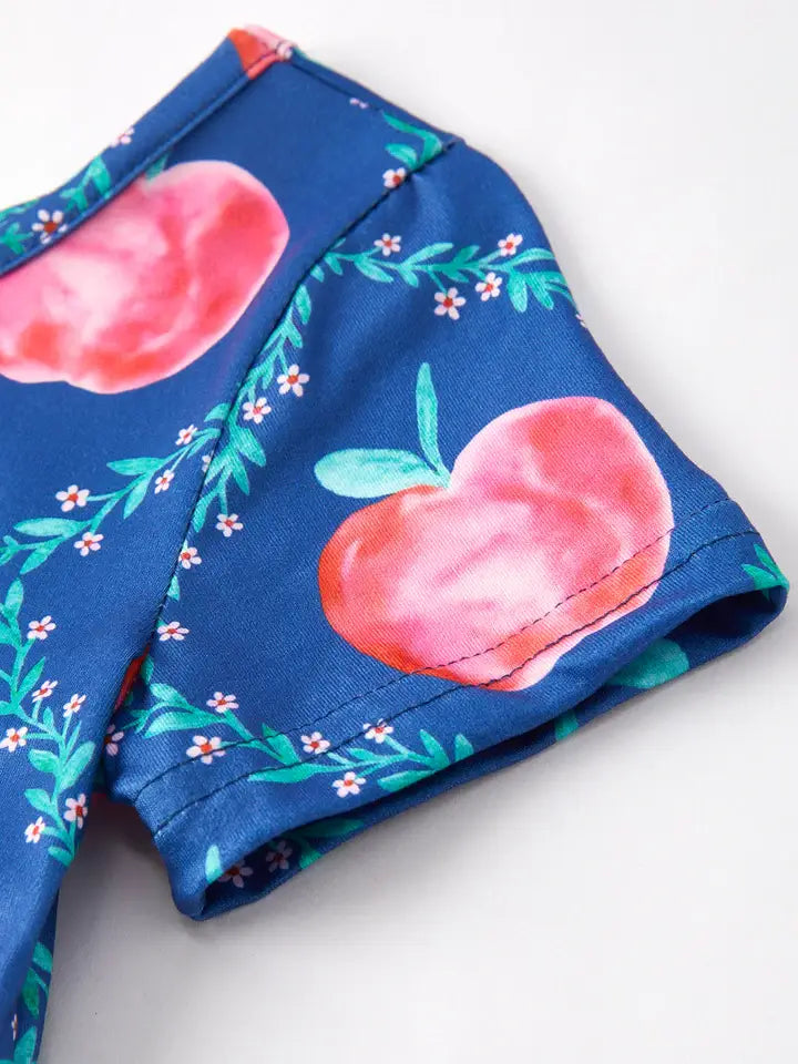 Back to School Leaf Apple Girls Dress